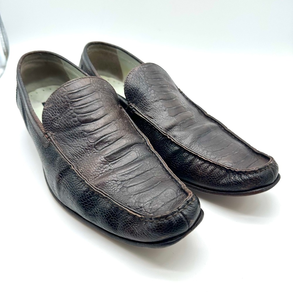Kenneth Cole New York Mens Brown Alligator Leather Loafers Dress Shoes 12M